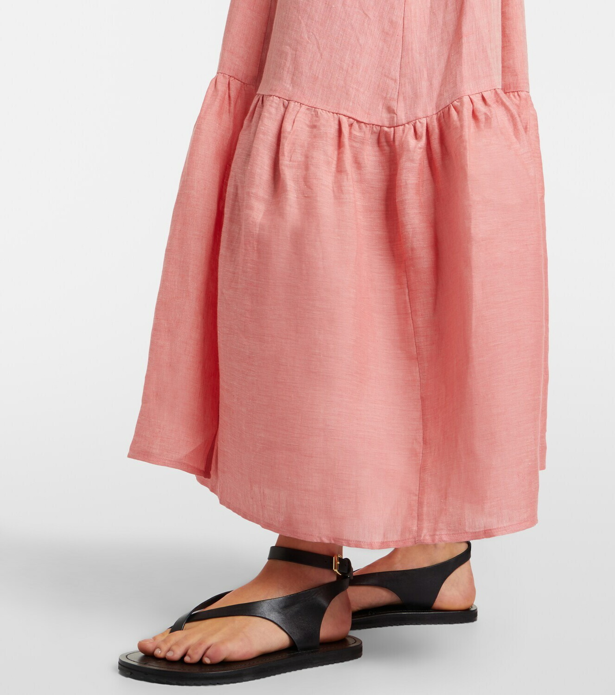 Eres Audacieuse belted linen midi dress