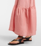 Eres Audacieuse belted linen midi dress