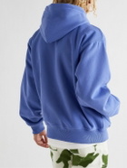 Stussy - Logo-Embroidered Cotton-Blend Jersey Hoodie - Blue