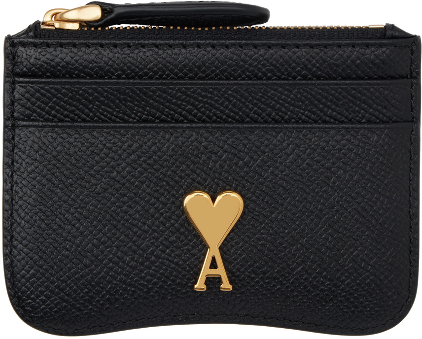 AMI Paris Black Paris Paris Zipped Ami de Cœur Card Holder