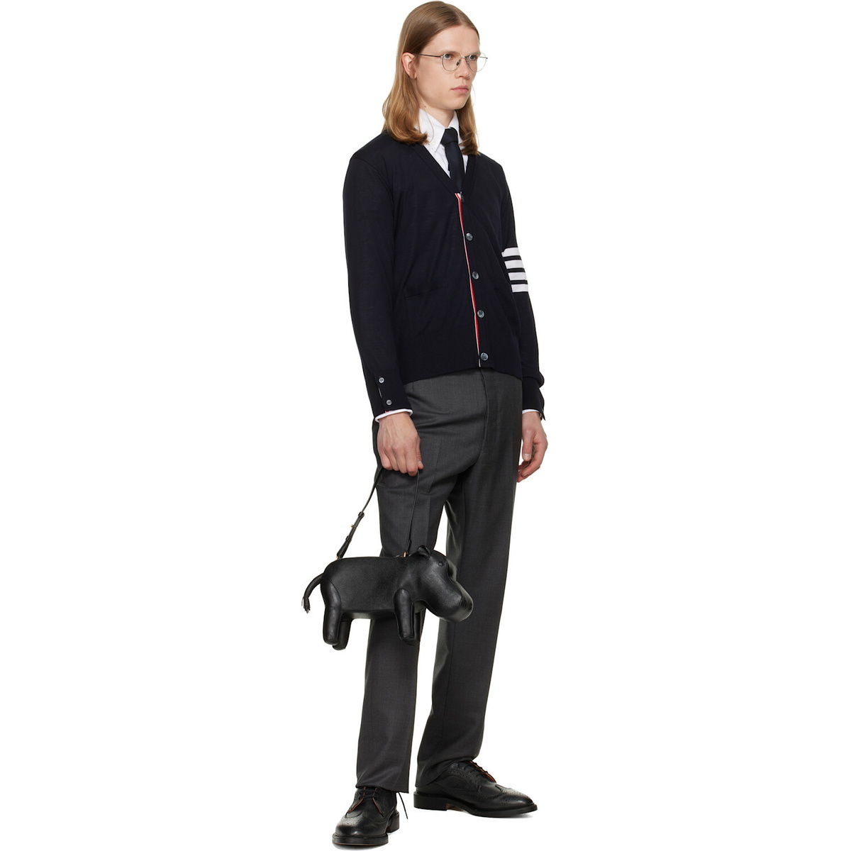 Thom Browne Navy Merino Wool 4-Bar Classic Cardigan