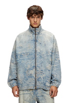 Diesel Zip jacket in dirty jacquard denim - Denim Jackets - Unisex - Blue
