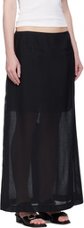 AMOMENTO Black Sheer Long Maxi Skirt