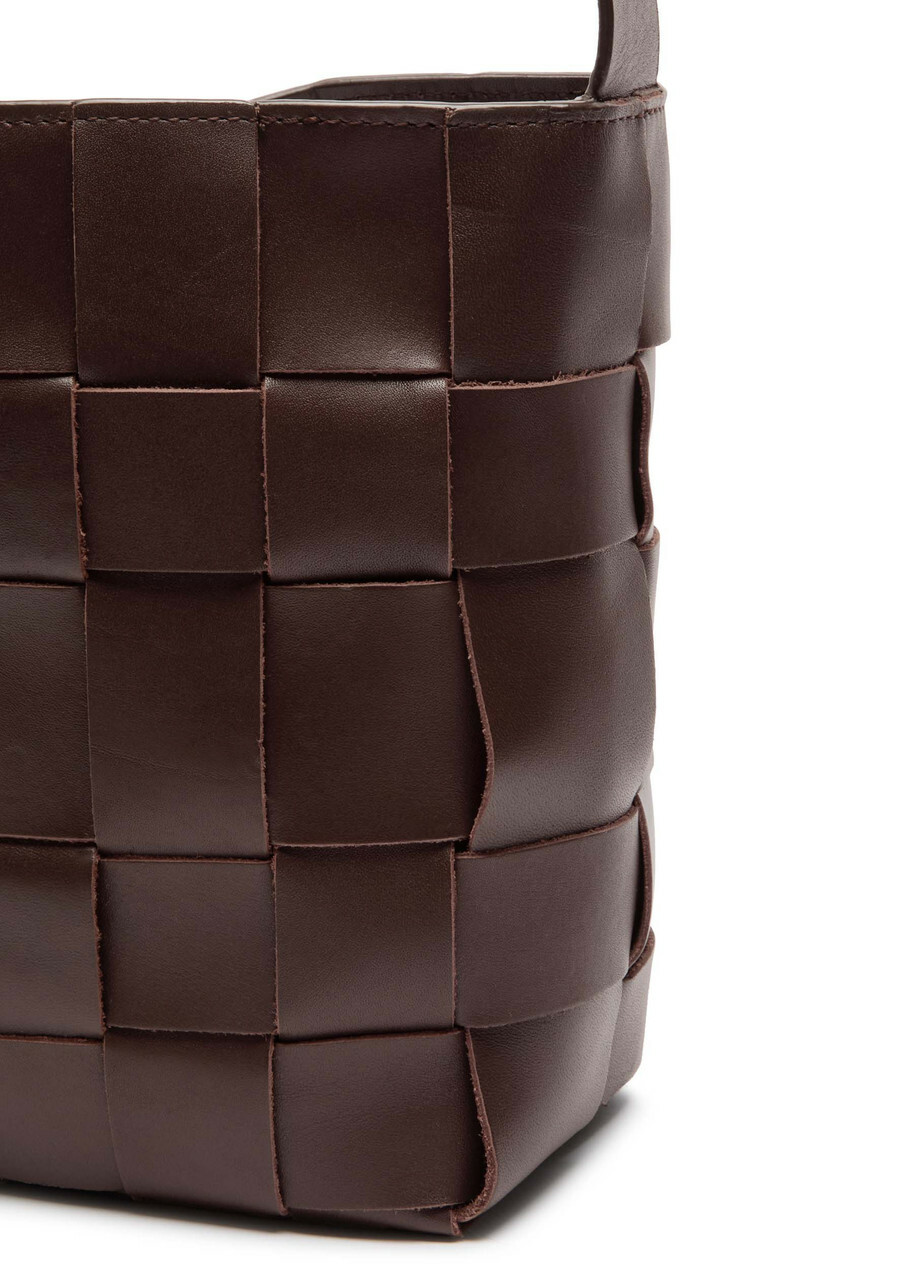 ST. Agni Woven Mini Leather Tote - Chocolate - One Size