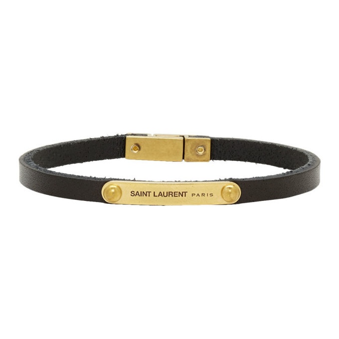 Photo: Saint Laurent Black and Gold Narrow ID Bracelet