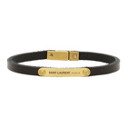 Saint Laurent Black and Gold Narrow ID Bracelet