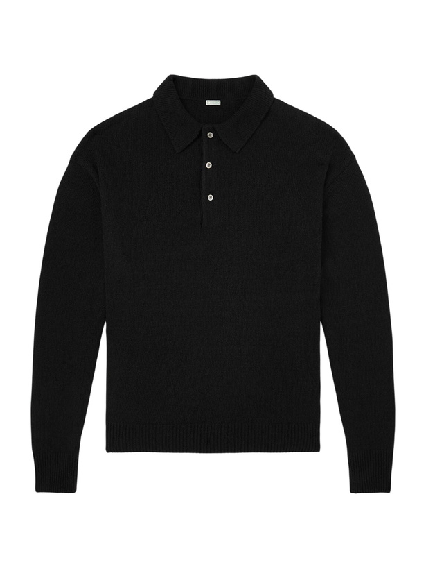Photo: A.PRESSE - Washed Silk Polo Shirt - Black
