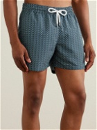 Frescobol Carioca - Slim-Fit Short-Length Printed Recycled Swim Shorts - Blue