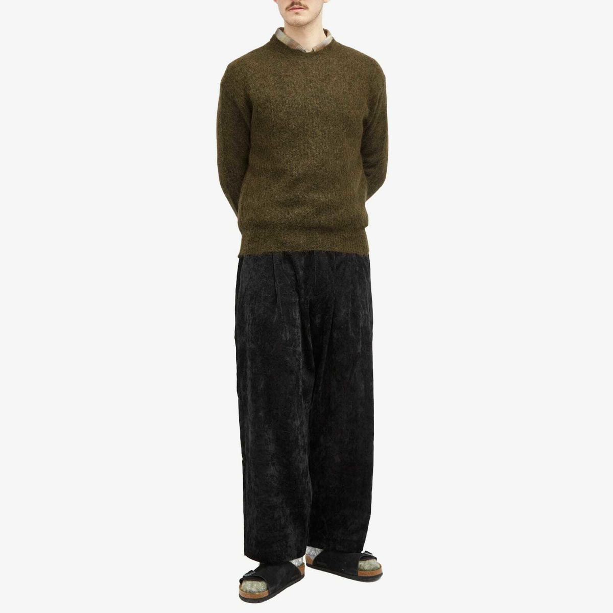 Merely Made Men's Melange Mohair Knit in Army Khaki