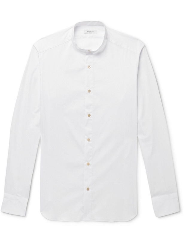 Photo: BOGLIOLI - Grandad-Collar Cotton-Poplin Shirt - White