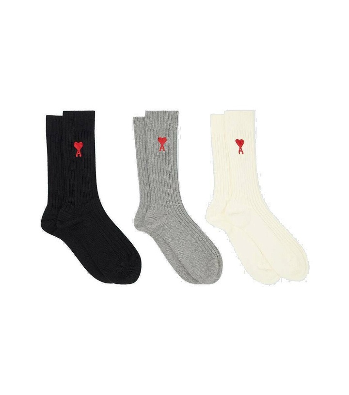 Photo: Ami Paris Ami de Coeur set of 3 cotton-blend socks