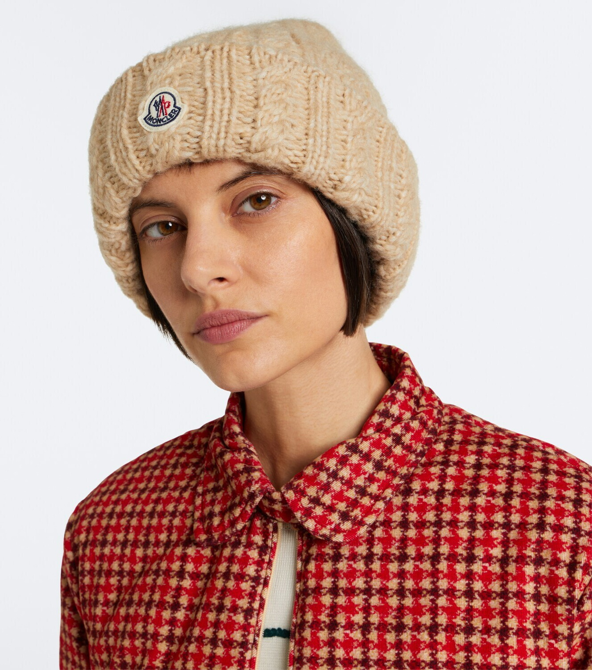 Moncler Cable-knit alpaca and wool-blend beanie