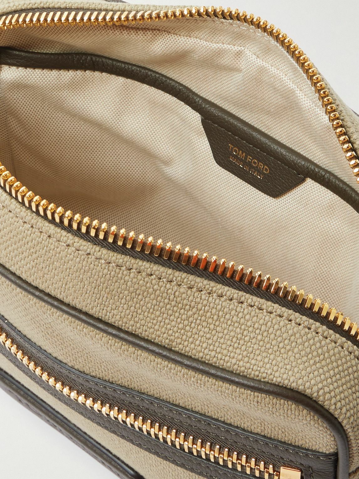 TOM FORD - Logo-Embossed Leather-Trimmed Cotton-Canvas Messenger Bag