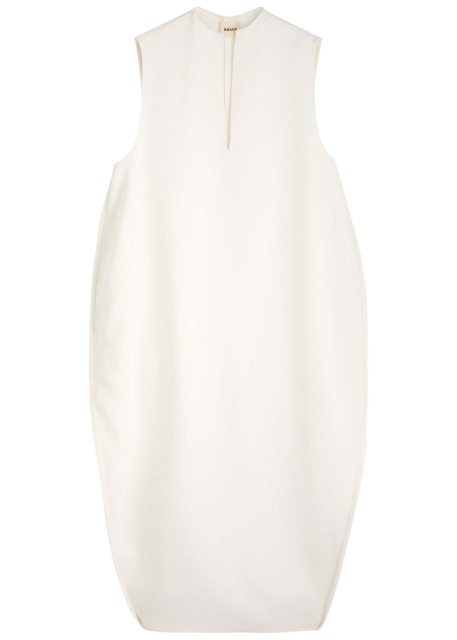 Khaite Blanche Crepe Midi Dress Ivory Khaite