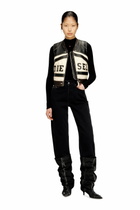 Diesel Leather vest with front logo and contrast stripes - Vests Womens in Multicolor