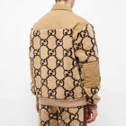 Gucci Men's Jumbo GG Fleece Panel Jacket in Beige