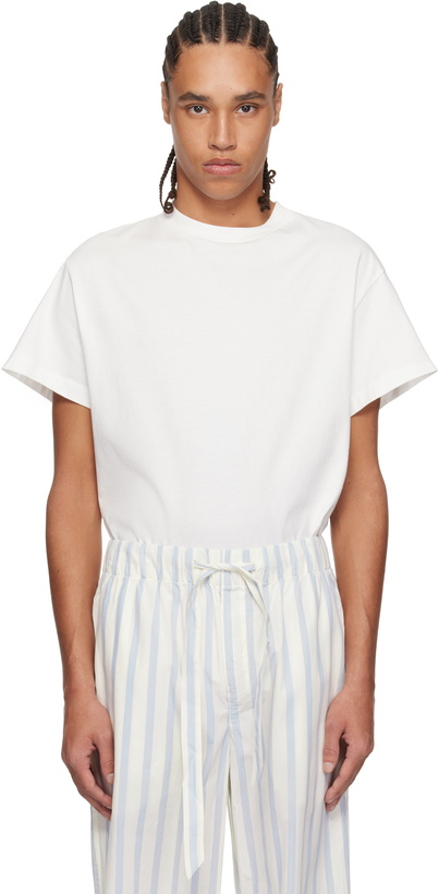Photo: Tekla Off-White & Blue Poplin Pyjama Pants
