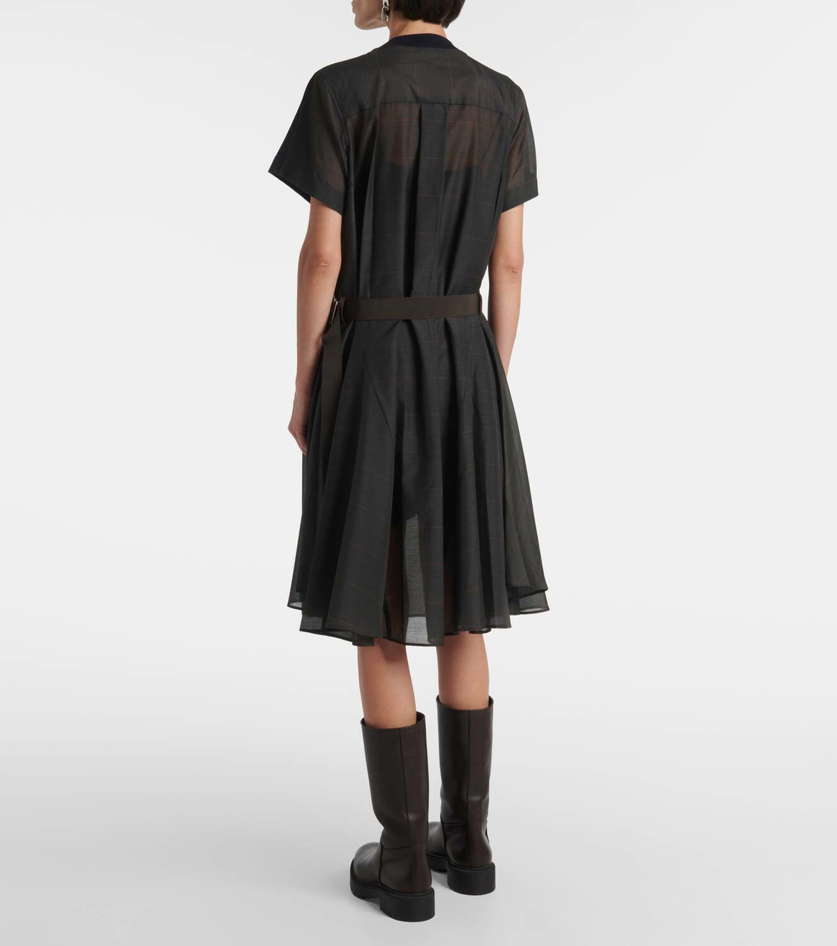 Sacai Jersey-paneled midi dress