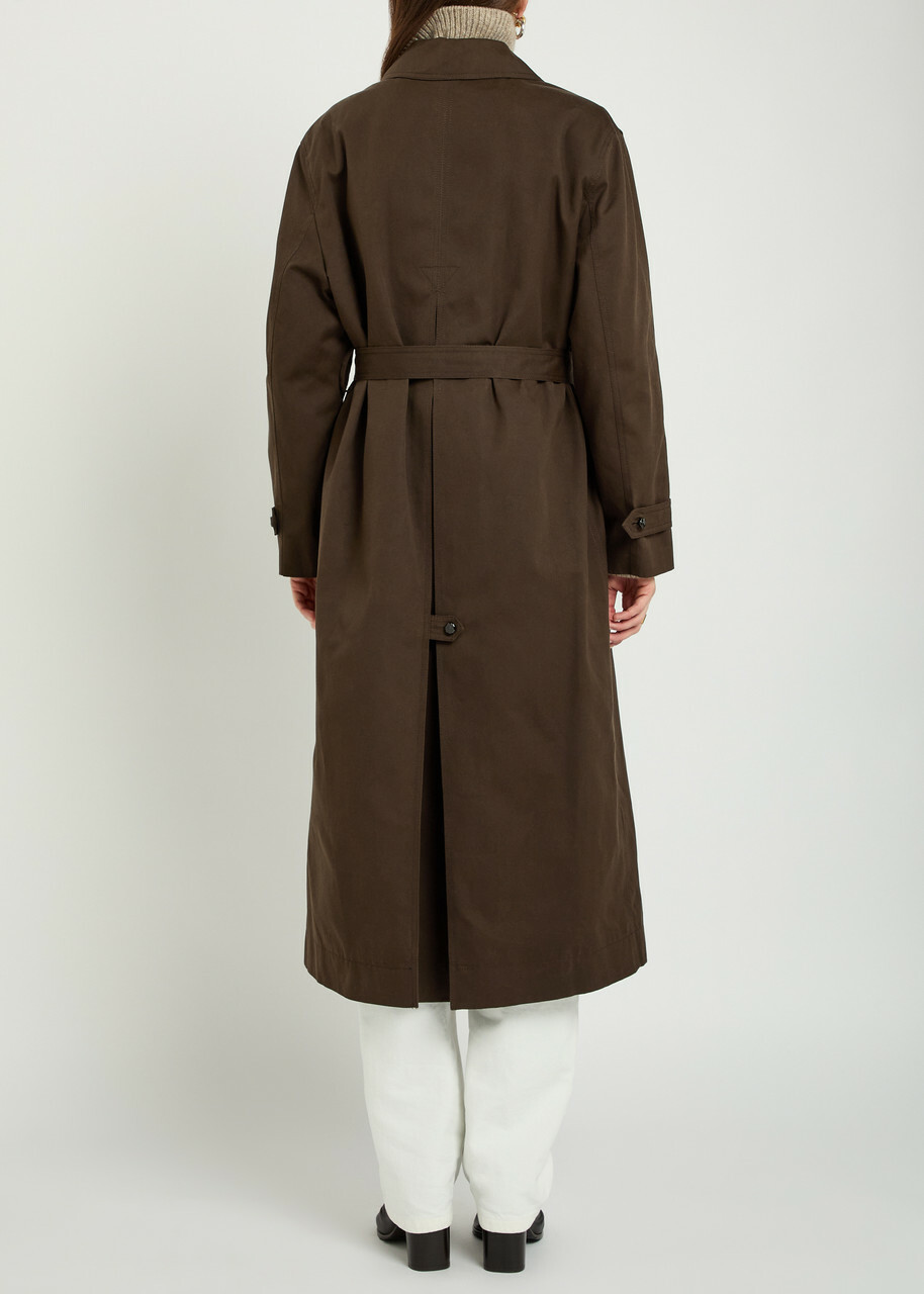 Blaze Milano Basoto Belted Cotton Trench Coat Dark Brown