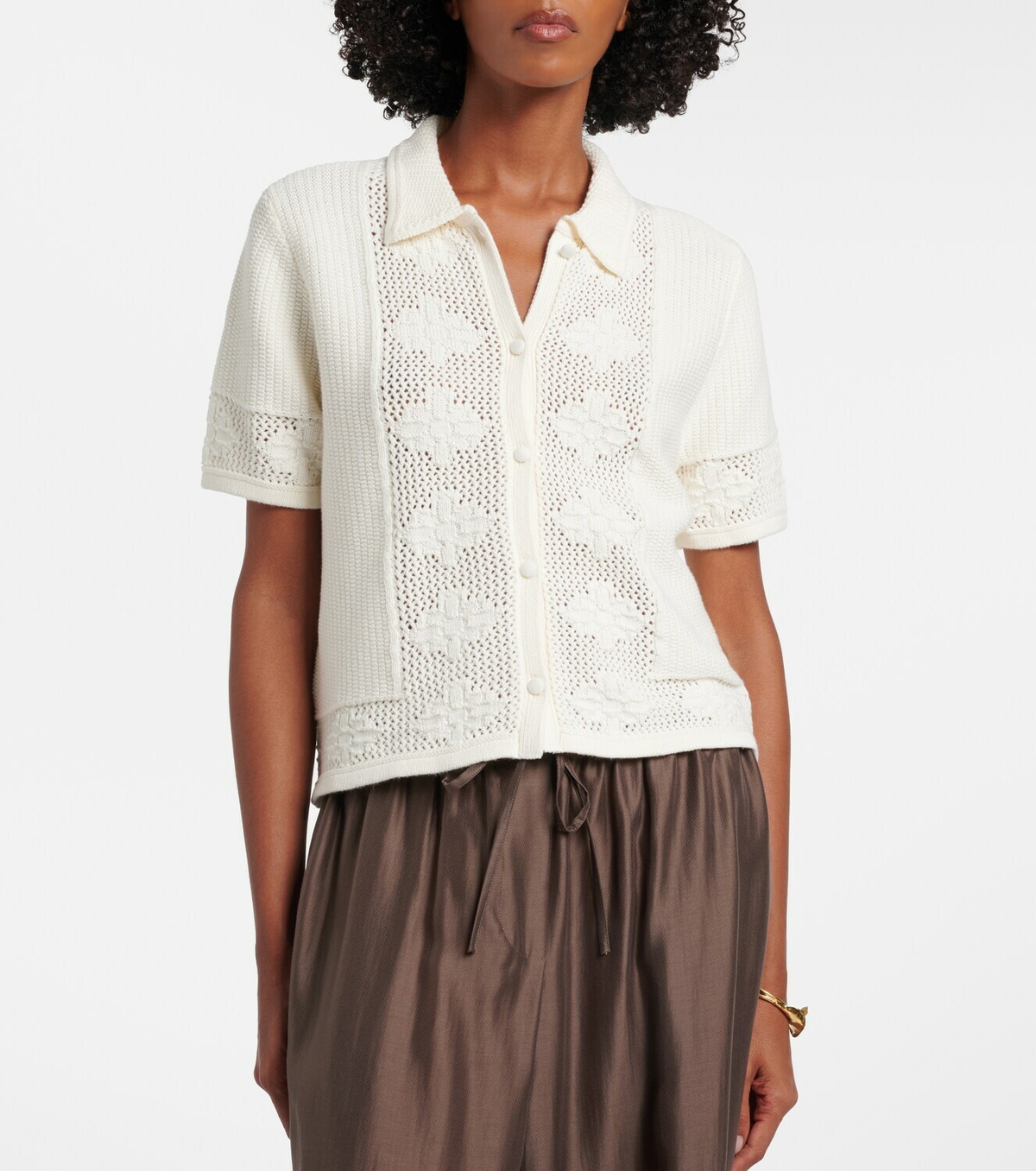 Velvet Rosemond open-knit cotton and cashmere top