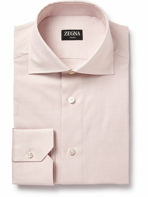 Photo: Zegna - Trofeo Checked Cotton-Poplin Shirt - Pink