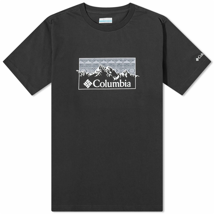 Photo: Columbia Men's CSC™ Seasonal Logo T-Shirt in Black/Checkered Range Graphic