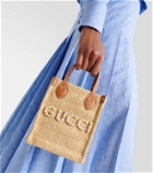 Gucci Mini logo raffia tote bag