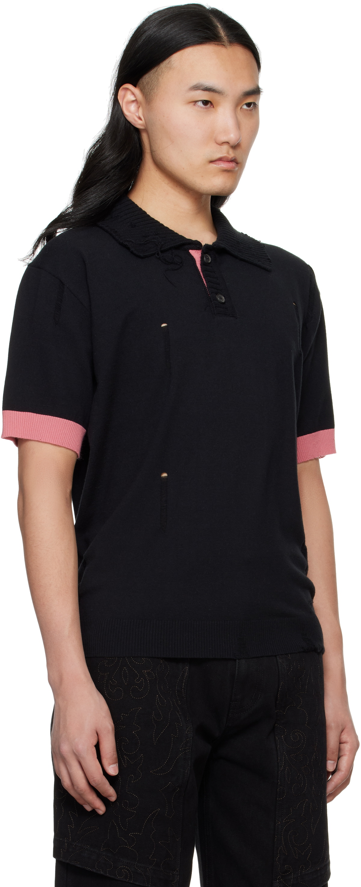 Andersson Bell Black Damaged Polo