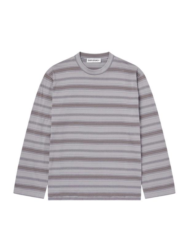 Photo: Our Legacy - Striped Cotton-Jersey T-Shirt - Gray