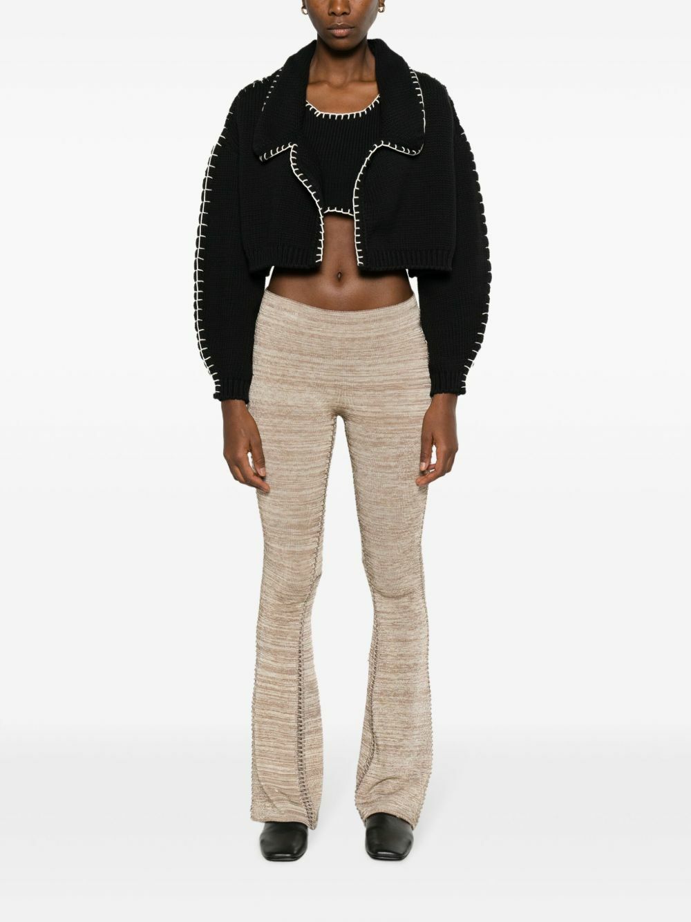 AISLING CAMPS Black Whipstitch Cropped Cardigan