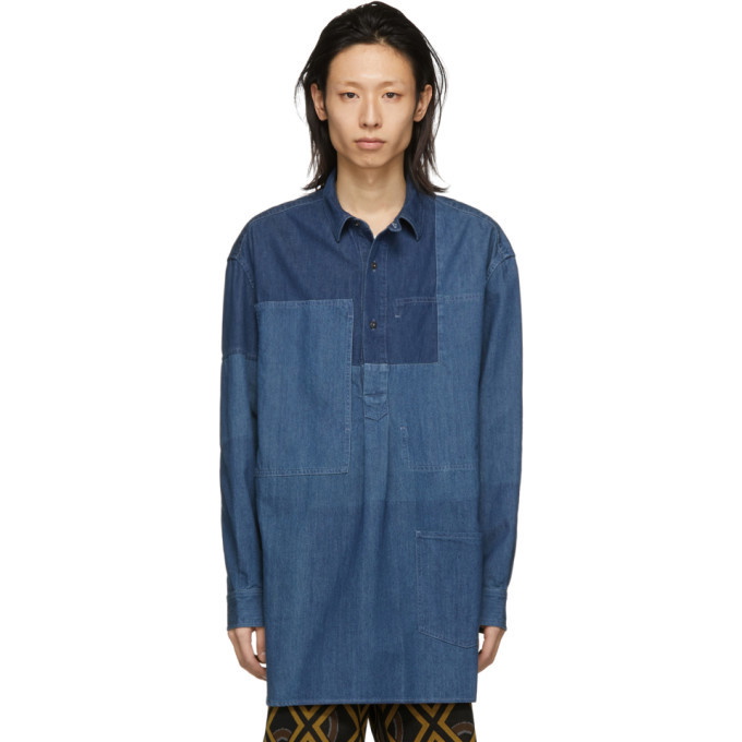 Photo: JW Anderson Blue Shaded Patchwork Shirt