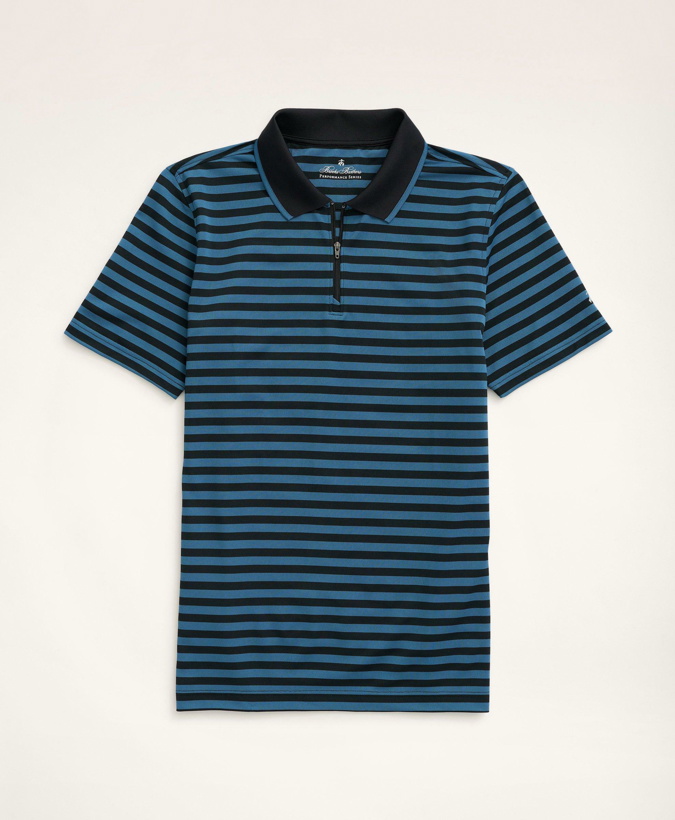 Photo: Brooks Brothers Men's Big & Tall Stretch Performance Series Zip Polo Shirt | Blue