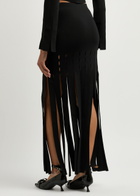 Nanushka Triana Fringed Knitted Midi Skirt Black