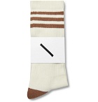 Saturdays NYC - Striped Ribbed Stretch Cotton-Blend Socks - Off-white