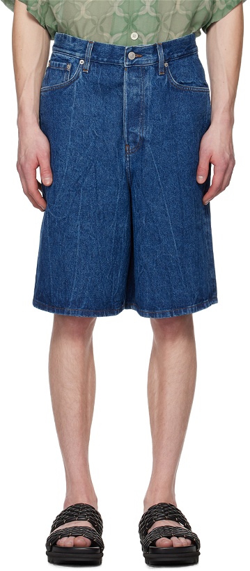 Photo: Dries Van Noten Blue Faded Denim Shorts