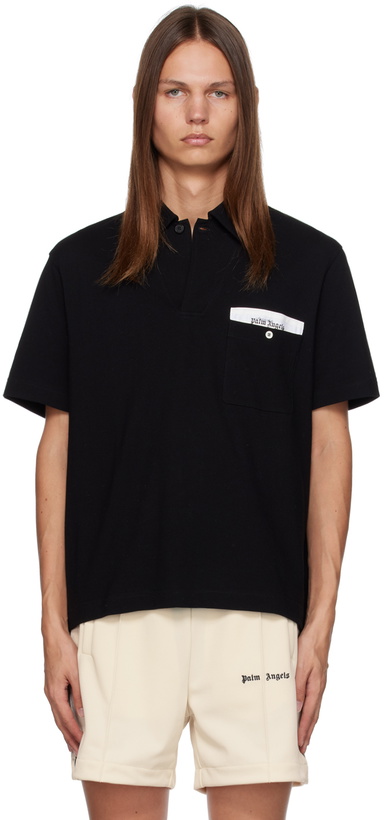 Photo: Palm Angels Black Sartorial Tape Polo