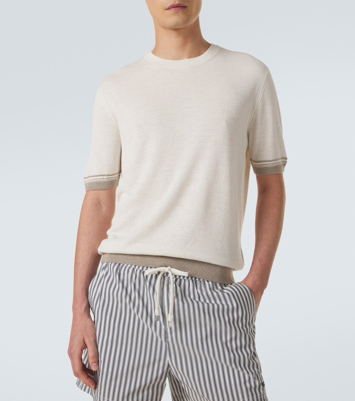 Zegna Waffle-knit silk, linen, and cashmere sweater