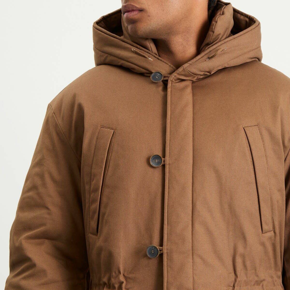 Ranra Men's Neve Canvas Cotton Parka Jacket in Coffee Liqueur