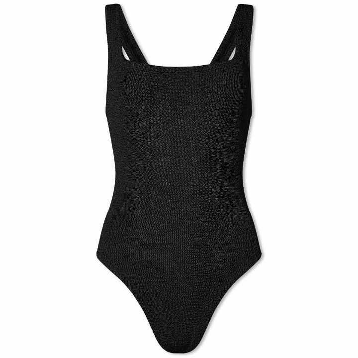 Photo: Hunza G Women's Square Neck Swimsuit in Black 