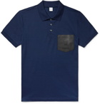 Berluti - Slim-Fit Leather-Trimmed Cotton-Piqué Polo Shirt - Navy