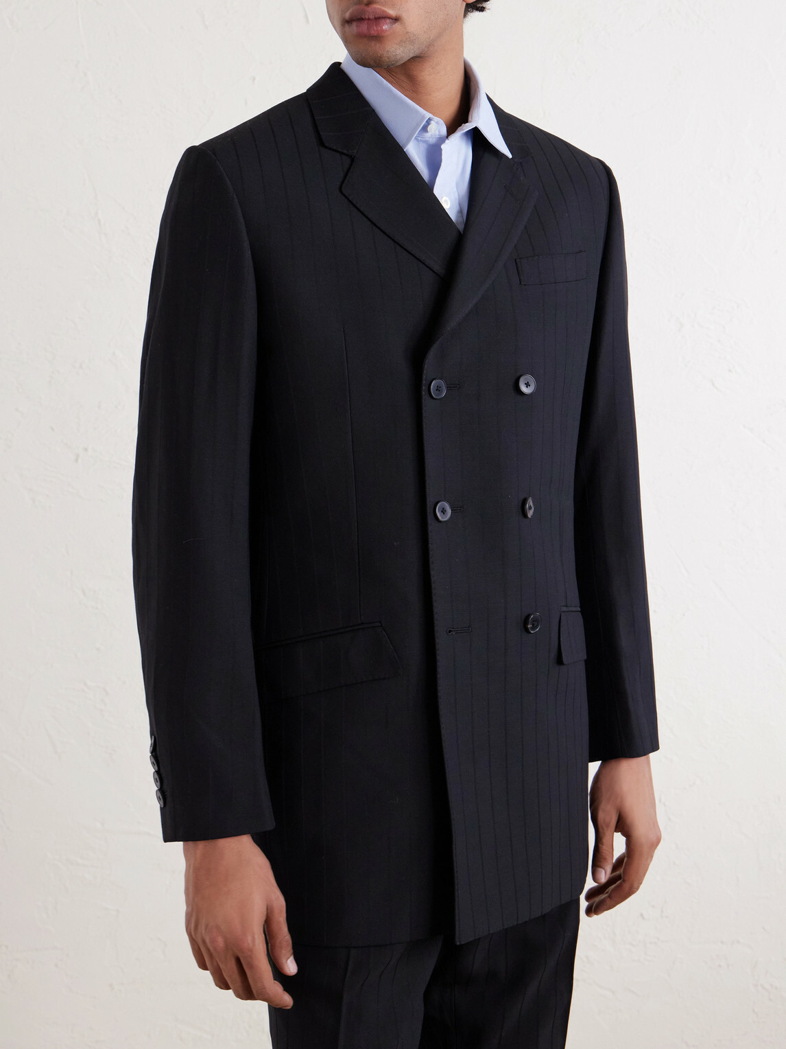 Enfants Riches Déprimés - The Pierre Doubled-Breasted Pinstriped Virgin Wool-Twill Blazer - Black