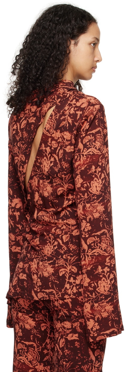 Jade Cropper Brown & Orange Asymmetric Blouse