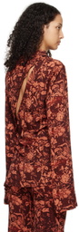 Jade Cropper Brown & Orange Asymmetric Blouse
