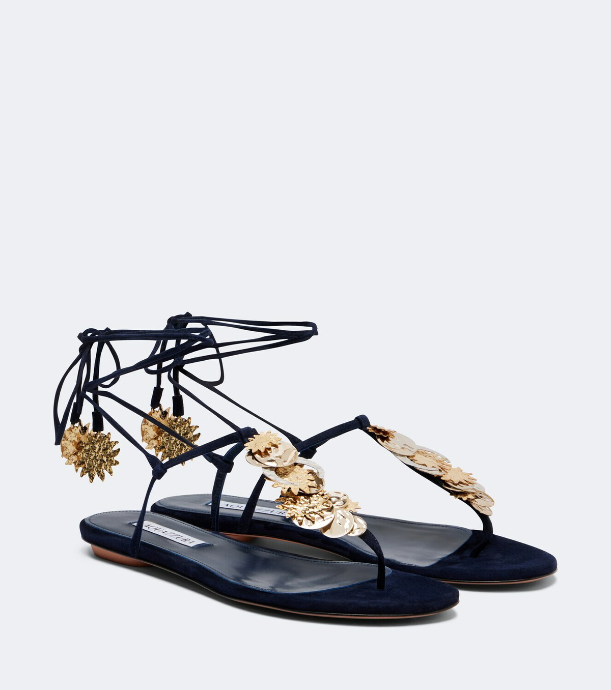 Aquazzura Night Stars embellished suede thong sandals