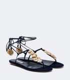 Aquazzura Night Stars embellished suede thong sandals