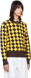 Bottega Veneta Brown & Yellow Argyle Sweater