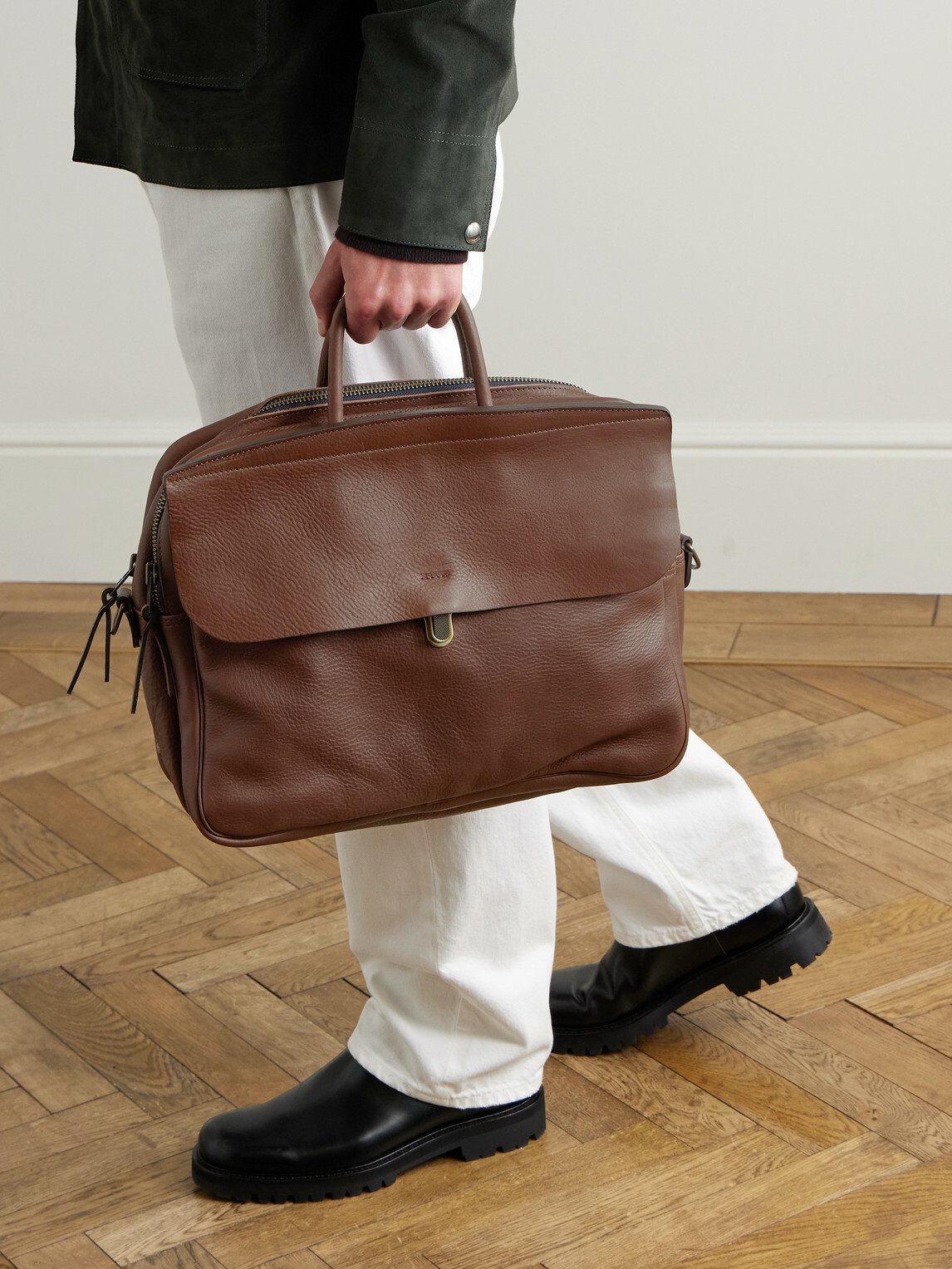 Bleu de Chauffe - Zeppo Duo Full-Grain Leather Briefcase - Brown