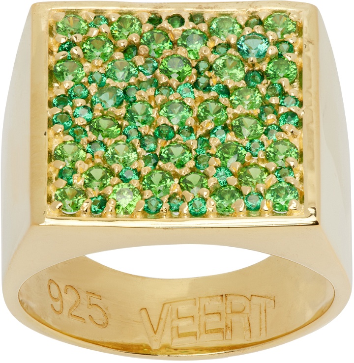 Photo: VEERT Gold & Green 'The Multi Square Signet' Ring