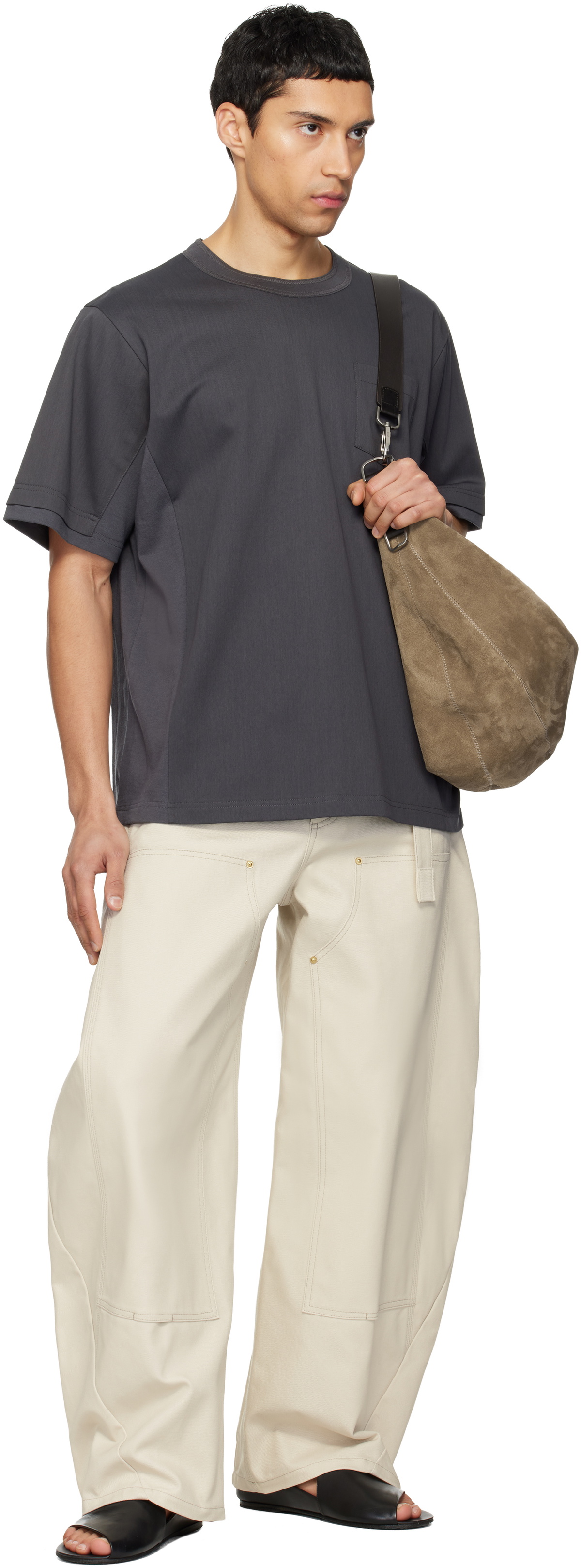 sacai Gray Cotton Jersey T-shirt Sacai