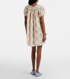 Dôen Floral lace-trimmed cotton poplin minidress